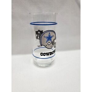 Dallas Cowboys NFL Vintage 14oz Drinking Glass Tumblers Cup 1980's Mobil